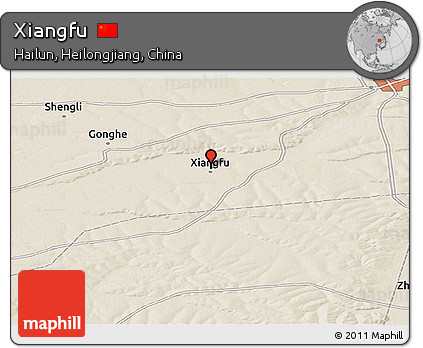 Shaded Relief Panoramic Map of Xiangfu