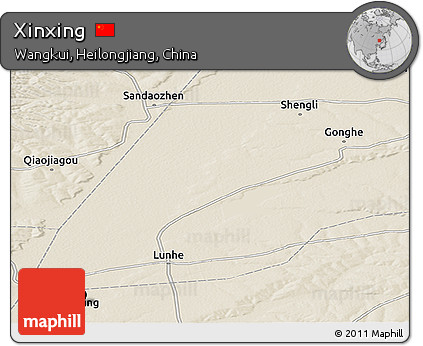 Shaded Relief Panoramic Map of Xinxing