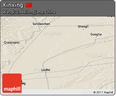 Shaded Relief Panoramic Map of Xinxing