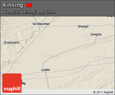 Shaded Relief Panoramic Map of Xinxing
