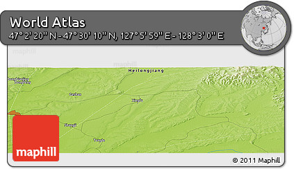 Physical Panoramic Map of the Area around 47° 16' 15" N, 127° 34' 30" E