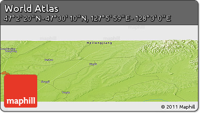 Physical Panoramic Map of the Area around 47° 16' 15" N, 127° 34' 30" E