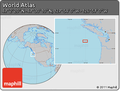 Gray Location Map of the Area around 47° 16' 15" N, 127° 25' 30" W