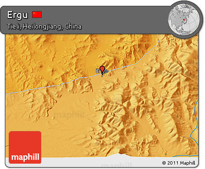 Political 3D Map of Ergu
