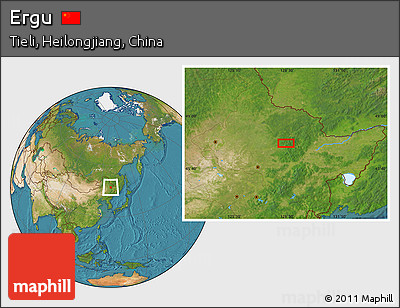 Satellite Location Map of Ergu