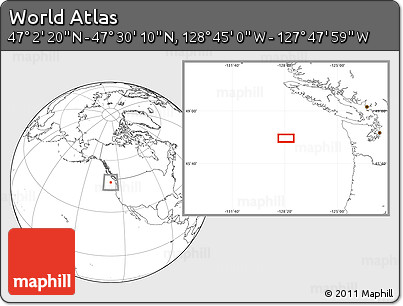 Blank Location Map of the Area around 47° 16' 15" N, 128° 16' 30" W