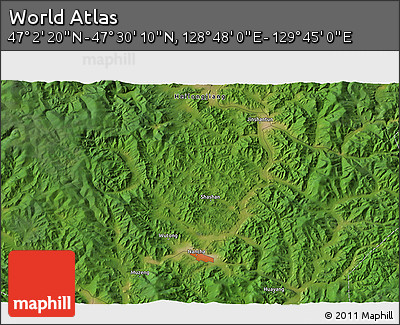 Satellite 3D Map of the Area around 47° 16' 15" N, 129° 16' 30" E
