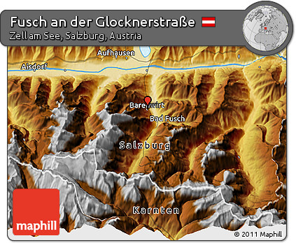 Physical 3D Map of Fusch An Der Glocknerstraße
