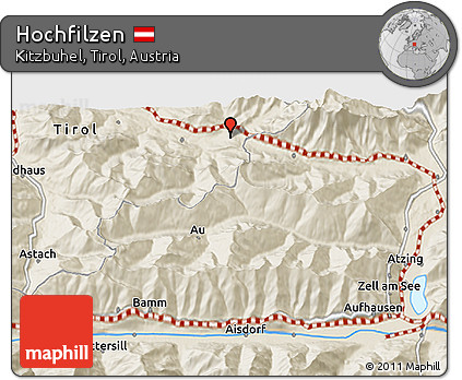 Shaded Relief 3D Map of Hochfilzen