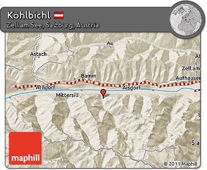 Shaded Relief 3D Map of Köhlbichl