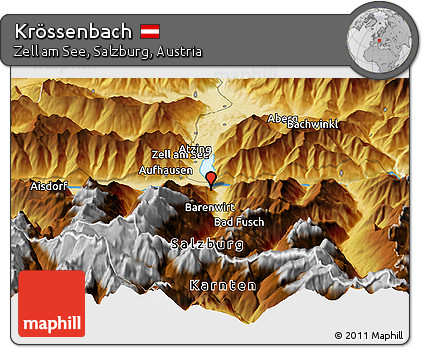 Physical Panoramic Map of Krössenbach
