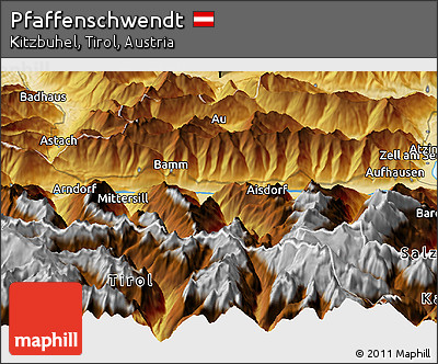 Physical Panoramic Map of Pfaffenschwendt