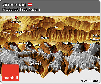Physical Panoramic Map of Griesenau