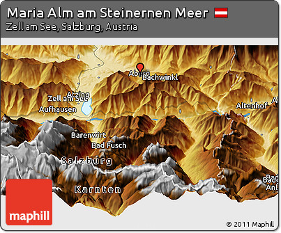 Physical Panoramic Map of Maria Alm Am Steinernen Meer