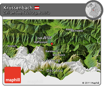 Satellite Panoramic Map of Krössenbach