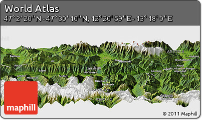 Satellite Panoramic Map of the Area around 47° 16' 15" N, 12° 49' 29" E