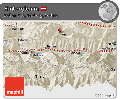 Shaded Relief Panoramic Map of Hinterglemm