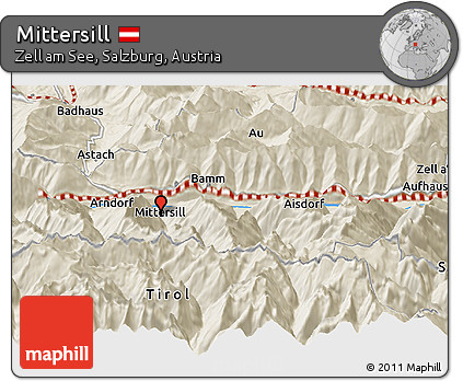 Shaded Relief Panoramic Map of Mittersill