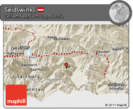 Shaded Relief Panoramic Map of Seidlwinkl