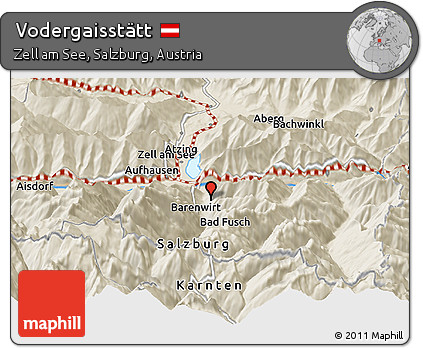 Shaded Relief Panoramic Map of Vodergaisstätt