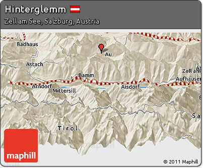 Shaded Relief Panoramic Map of Hinterglemm