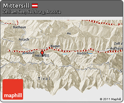 Shaded Relief Panoramic Map of Mittersill