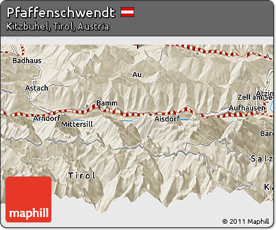 Shaded Relief Panoramic Map of Pfaffenschwendt