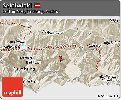 Shaded Relief Panoramic Map of Seidlwinkl