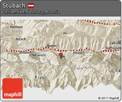 Shaded Relief Panoramic Map of Stubach