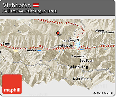 Shaded Relief Panoramic Map of Viehhofen