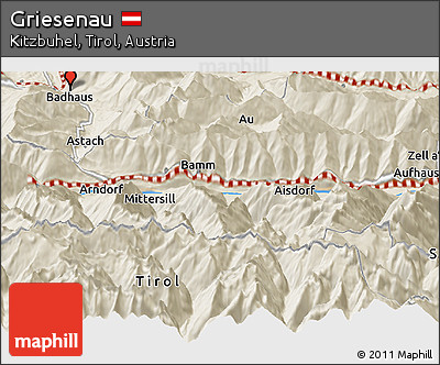Shaded Relief Panoramic Map of Griesenau