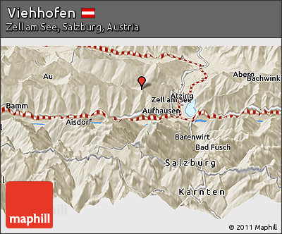 Shaded Relief Panoramic Map of Viehhofen