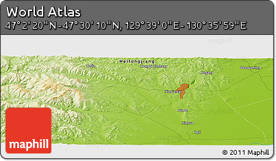 Physical Panoramic Map of the Area around 47° 16' 15" N, 130° 7' 30" E