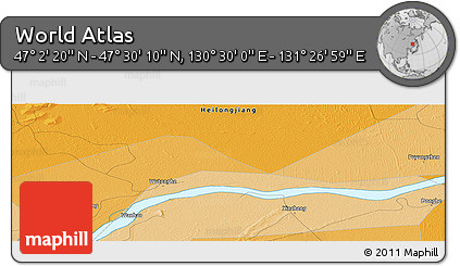 Political Panoramic Map of the Area around 47° 16' 15" N, 130° 58' 29" E