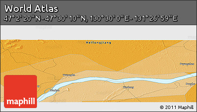 Political Panoramic Map of the Area around 47° 16' 15" N, 130° 58' 29" E