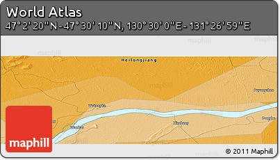 Political Panoramic Map of the Area around 47° 16' 15" N, 130° 58' 29" E