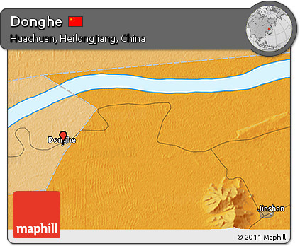 Political 3D Map of Donghe