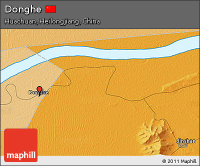 Political 3D Map of Donghe
