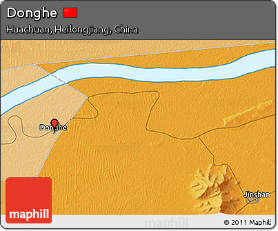Political 3D Map of Donghe