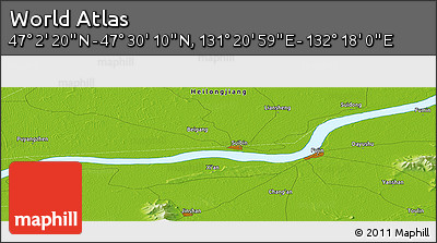 Physical Panoramic Map of the Area around 47° 16' 15" N, 131° 49' 29" E