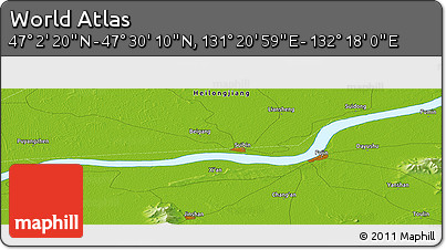 Physical Panoramic Map of the Area around 47° 16' 15" N, 131° 49' 29" E