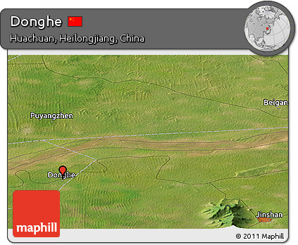 Satellite Panoramic Map of Donghe