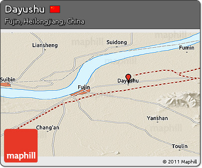 Shaded Relief Panoramic Map of Dayushu