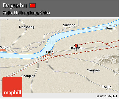 Shaded Relief Panoramic Map of Dayushu