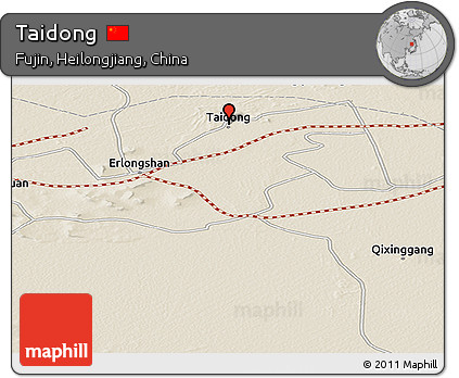 Shaded Relief Panoramic Map of Taidong