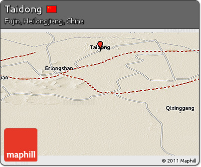 Shaded Relief Panoramic Map of Taidong