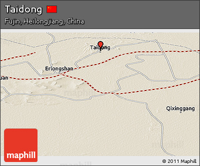 Shaded Relief Panoramic Map of Taidong