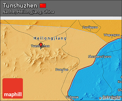 Political 3D Map of Tunshuzhen