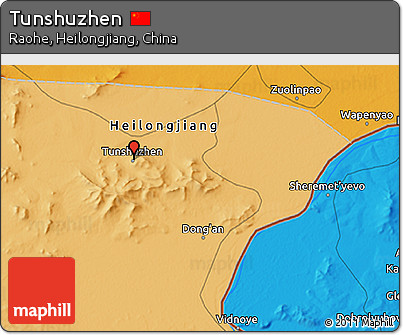 Political 3D Map of Tunshuzhen