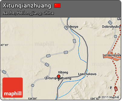 Shaded Relief Map of Xitunqianzhuang